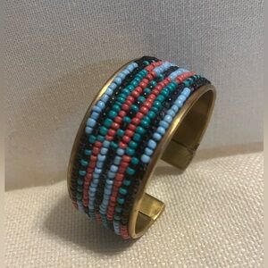 Handmade Copper Cuff Beaded Bracelet- Multicolor